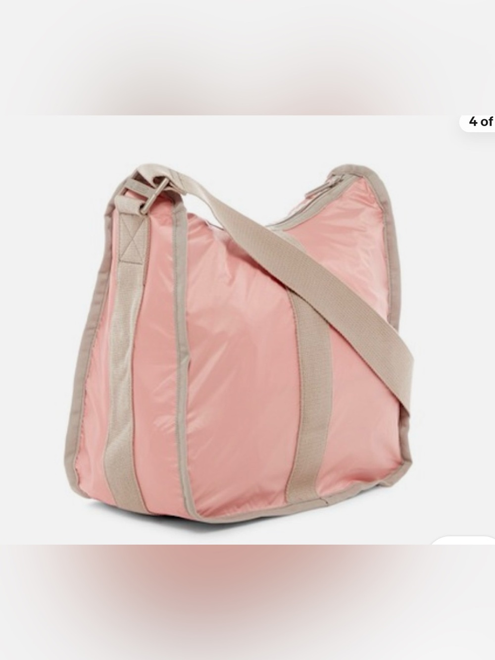 Lesportsac Pink Nylon Crossbody with Taupe Trim